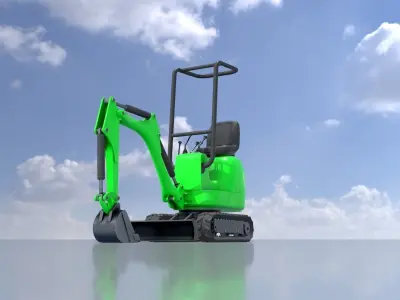 Mini-Digger Green Low-poly 3D model