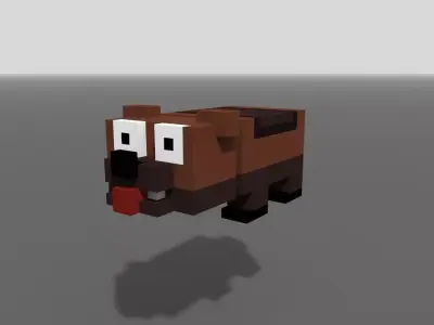 Voxel Wolverine Low-poly 3D model
