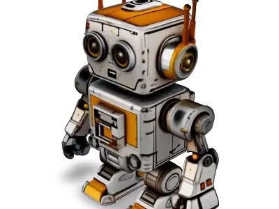 Cute Vintage Robot Game Ready Low-poly 3D model