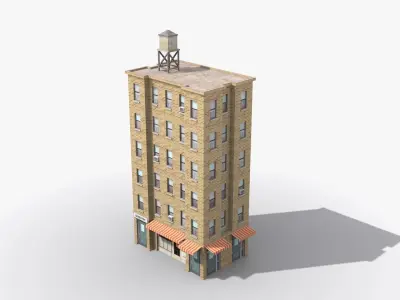 Apartment Building x20 Low-poly 3D model
