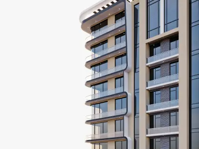 Modern residential building 1 3D model