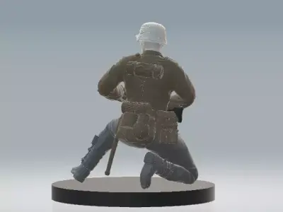 Kneeling Soldier with Rifle 3D Printable Military Figure 3D print model