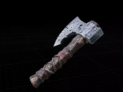 Enchanted Ice Axe for Fantasy RPGs Detailed PBR Weapon Asset Low-poly 3D model