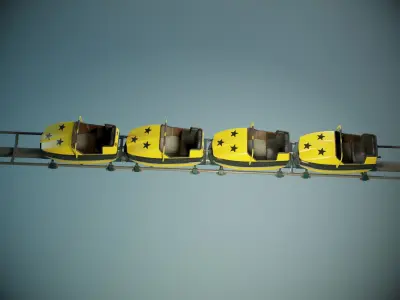 Roller Coaster Cart PBR Game Ready Low-poly 3D model