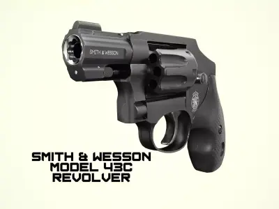 Smith and Wesson Model 43 C Revolver Low-poly 3D model