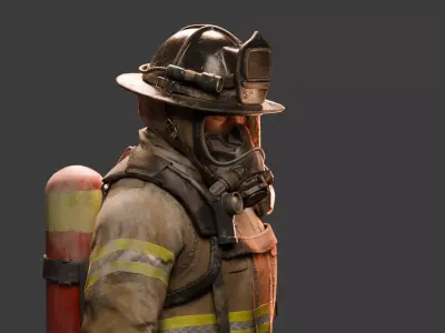 Fire Fighter - Fully Rigged Blender Character Low-poly 3D model