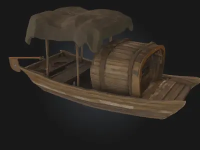 Rustic River Vessel  Weathered Wooden Boat 3D Model 3D model