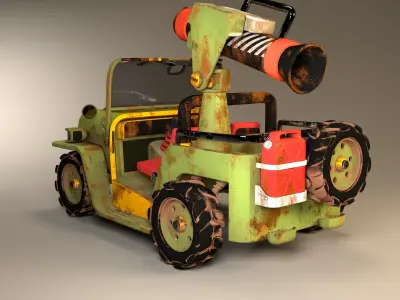 3D jeep Model with Substance painter texturing Low-poly 3D model