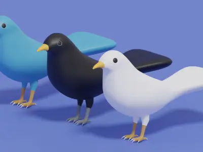 Cartoon Cute Bird 3D model get