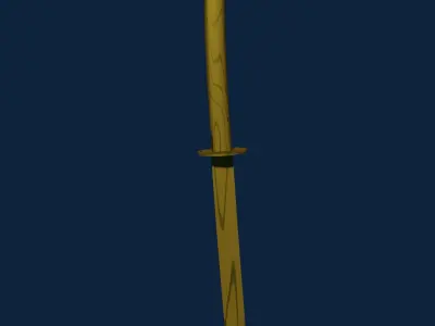 Training wooden sword katana low-poly Low-poly 3D model