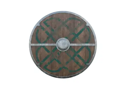Shield 3 wooden Low-poly 3D model