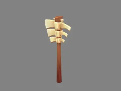 Cartoon Bone Axe - Primitive Weapon Low-poly 3D model