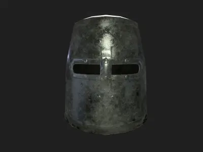 Closed knights helmet with PBR material Low-poly 3D model