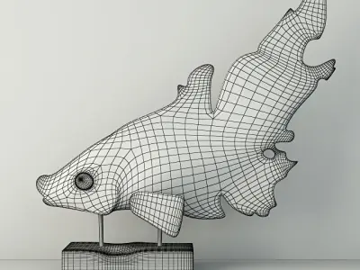 Hand Carved Driftwood Fish On Stand 3D model order