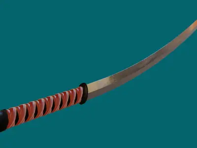 Katana Samurai Sword Low-poly 3D model 3