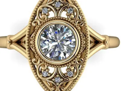 Antique decorative vintage style ring 3D print model