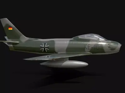F-86 Sabre Luftwaffe No Landing Gear Low-poly 3D model