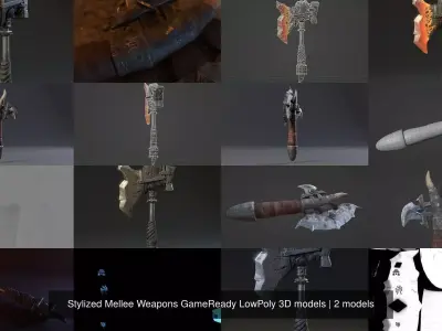 Stylized Mellee Weapons GameReady LowPoly 3D models 3D Model Pack