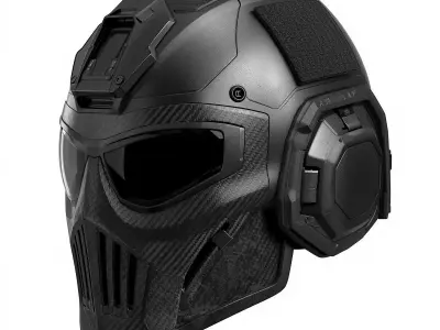 Carbon Fiber Assault Helmet 3D Model Tactical Headgear Low-poly 3D model