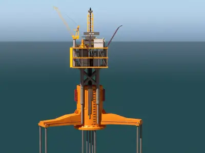 TPL Tension Leg Oil Platform Low-poly 3D model