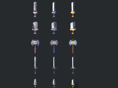 Cartoon Medieval melee weapons ultimate pack for games   kit Low-poly 3D model