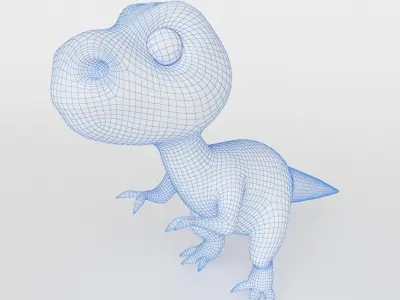 Dinosaur  Cute cartoon character  Low-poly 3D model