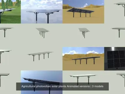 Agricultural photovoltaic solar plants Animated versions 3D Model Pack