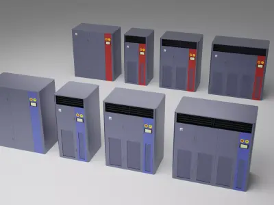 Industrial CRAC Unit System Set - 8 Variants 3D model
