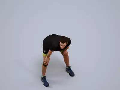 00510Gael004 - Adult Caucasian man crouching in athletic soccer 3D model