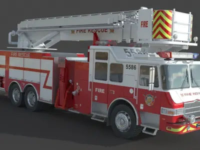 Firefighting Truck with Ladder 3D model