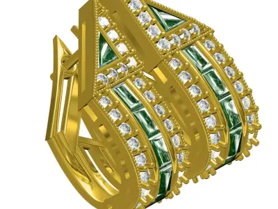 Antique Art Deco Diamond Earring 2 3D print model