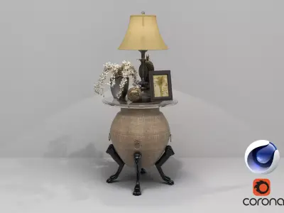 Vase and Lamp - C4D - Corona 3D model