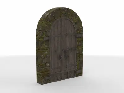 medieval wooden gate 01  3D model