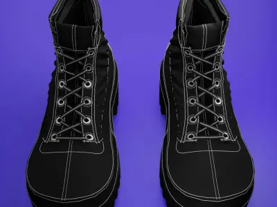 3D models of brown and black boots 3D model