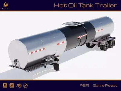 Hot Oil Tank Trailer Low-poly 3D model