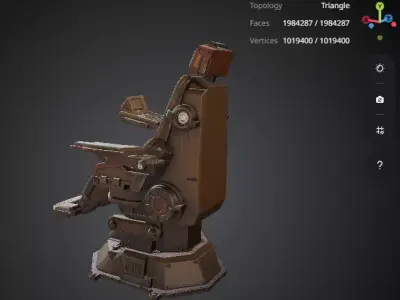 Industrial Mech Cockpit Chair Low-poly 3D model