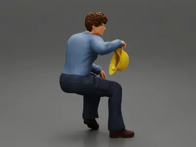 Industrial worker relaxing 3D print model