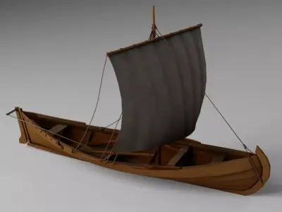 Wooden Boat  Low-poly 3D model