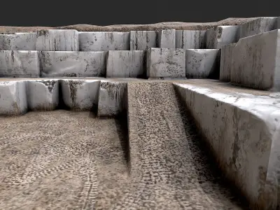 Marble Quarry Openpit Mine Excavation Low-poly 3D model