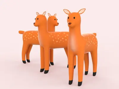 Cartoon Deer Animal Style Cute  Low-poly 3D model