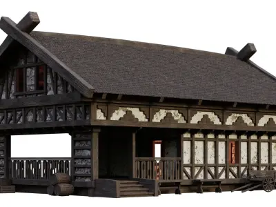 Old Medieval Building House 4K Textures GameReady 50 Low-poly 3D model