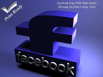 Facebook with holder - 3D print ready - Large size 3D print model