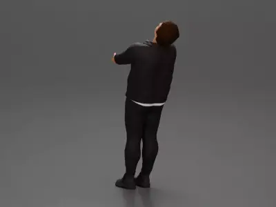 Man in jacket holding hands enjoying a playful dance 3D print model