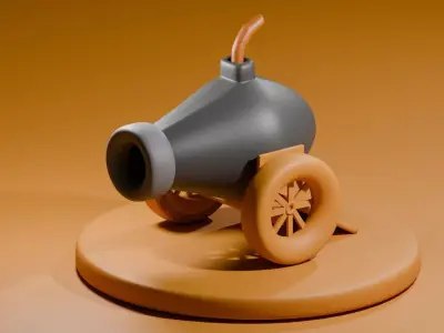 FREE Blender Low poly canon  Low-poly 3D model