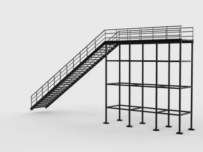 Industrial stairs modular 03  3D model