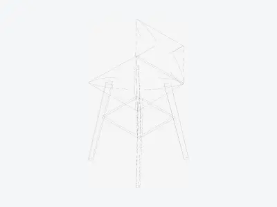 Furniture - Seating - Contemporary - Bar - Stoolooden - Feet Low-poly 3D model