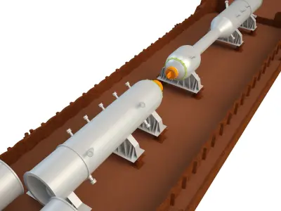 Cargo Barge OIL Refinery Rust Low-poly 3D model