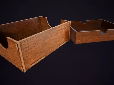 Vintage Desktop Document Trays Low-poly 3D model