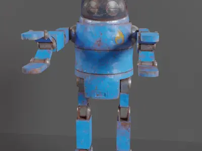 Cute Rusty Robot Low-poly 3D model