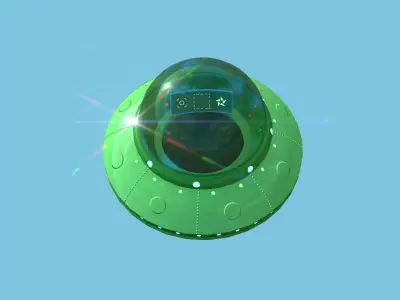 Cartoon UFO A4 - SciFi Flying Saucer - Green Low-poly 3D model